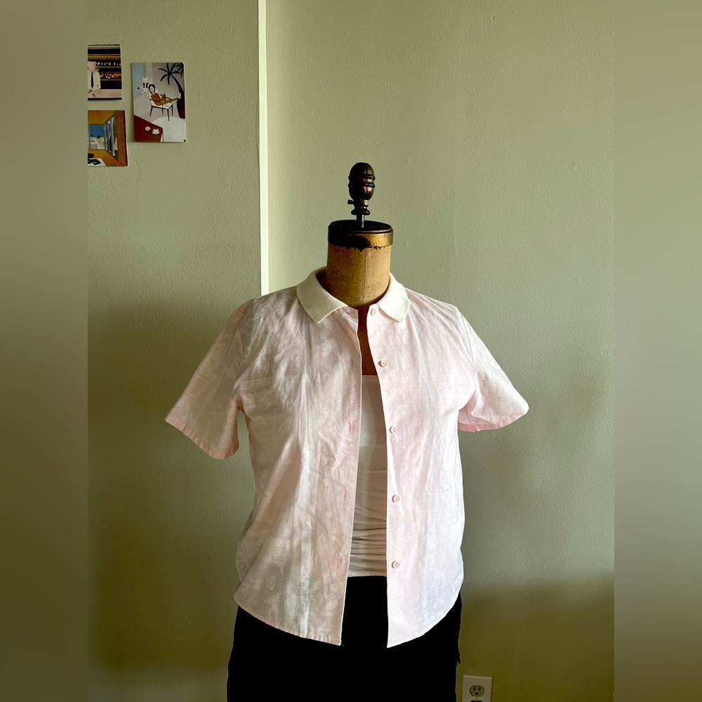 Vintage pink summer collared button up
